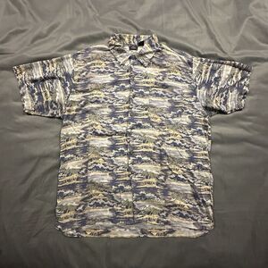 Vintage Pacific Coast Highway Shirt Mens XL Hawaiian Floral Button Beach Ocean
